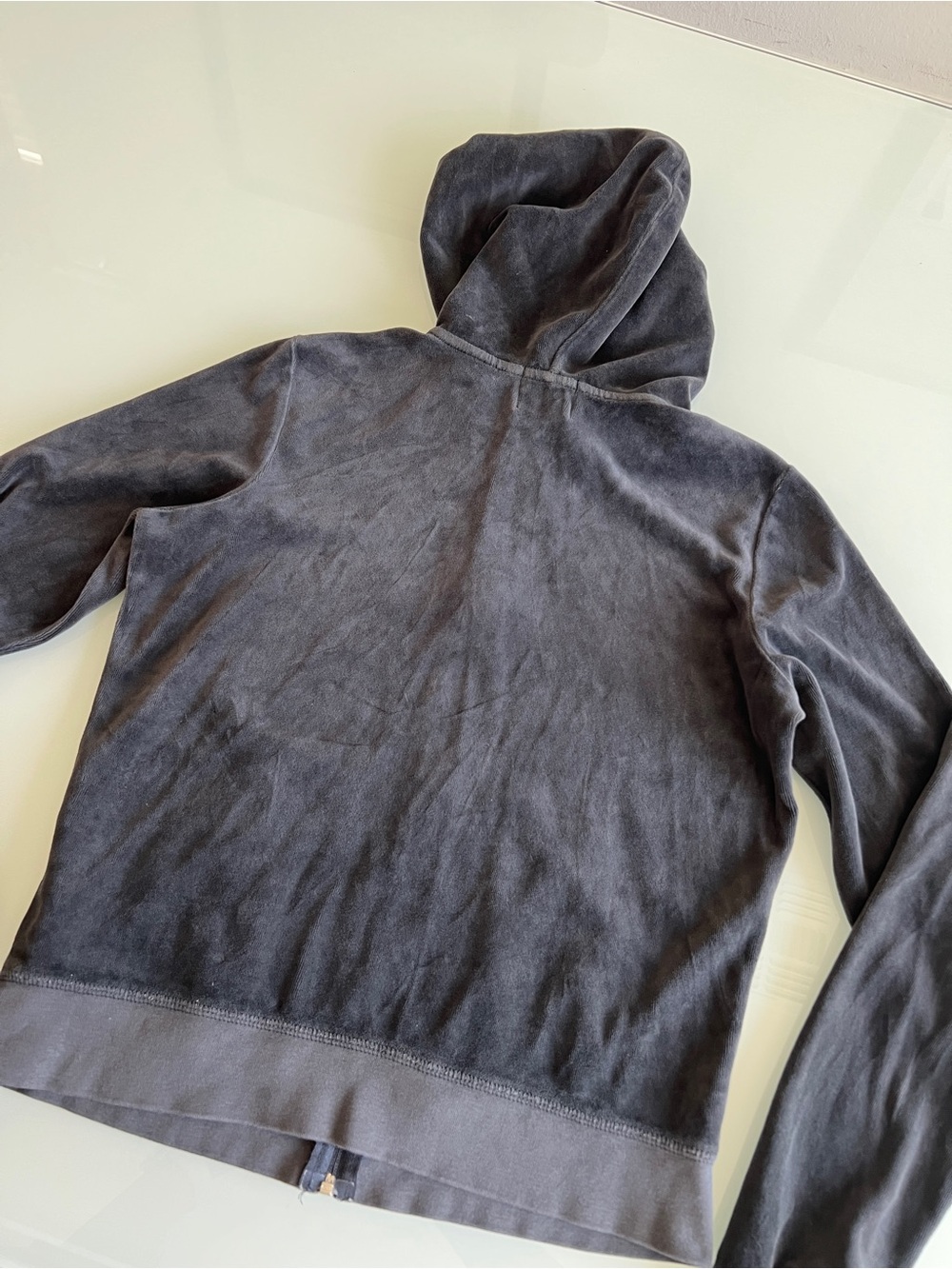 Vintage Juicy Couture Women’s Sz XL Velvet Zip-Up Hoodie Velour Made in USA - Picture 7 of 9